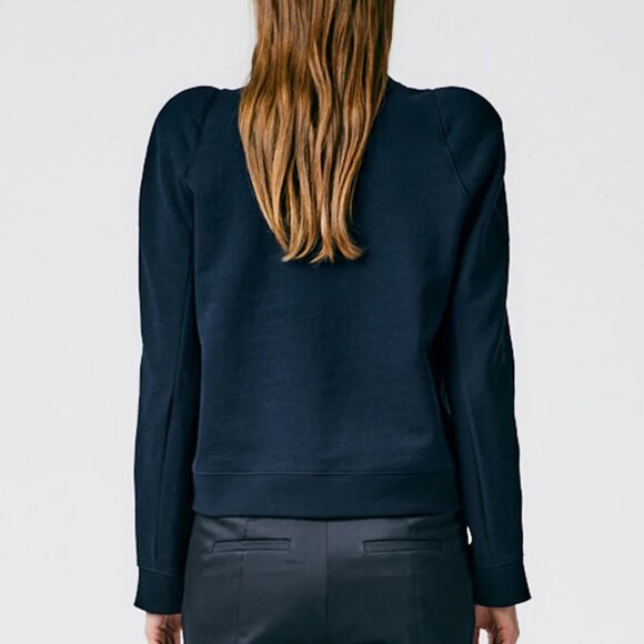 Tibi Sculpted Shoulder Sweatshirt, Navy, XXS, NWT - Picture 4 of 10